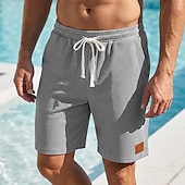 Χαμηλού Κόστους Casual σορτς-Ανδρικά Σορτς βάφλα Σορτσάκια Καλοκαιρινό σορτς Casual σορτς Κορδόνι Τσέπη Ελαστική μέση Σκέτο Άνεση Αναπνέει σύντομο ΕΞΩΤΕΡΙΚΟΥ ΧΩΡΟΥ Διακοπές Αθλητισμός Καθημερινό Μαύρο Λευκό Μικροελαστικό