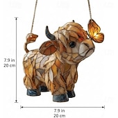 זול תליית קיר חיצונית-לוכד שמש של פרפר פרה בהילנד, תליית חלון אקרילית, קישוט לוכד שמש של חיות משק לבית, לחדר שמש, לגינה, מתנה לאוהבי פרות