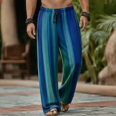 ieftine Pantaloni casual cu imprimeu pentru bărbați-Bărbați Geometric Dungi Culoare gradient Pantaloni Pantaloni casual Pantaloni largi Talie medie Modă Casă În aer liber Vacanță Talie elastică cu șnur Pantaloni din material textil cu buzunare Var