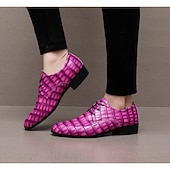 voordelige Derby Schoenen-Herenschoenen van imitatieleer in paars met krokodillenprint, stijlvol en uniek, ideaal voor formele gelegenheden en avondkleding.