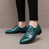 abordables Chaussures Derby-Chaussures habillées pour hommes en similicuir orange à motif crocodile – chaussures de ville et de mariage pour messieurs modernes