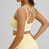 abordables Soutien-Gorges de Sport-Femmes Soutien Moyen Débardeur Rembourré Brassières et Soutiens-gorge/Sport Mince ​Brassière Soutien-Gorge Rembourré Salle de sport Exercice Course Léger Élastique Respirant Noir Jaune Violet Couleur