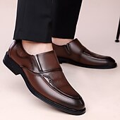 preiswerte Slipper-Dunkelbraune Herren-Slipper aus Kunstleder, klassische Business-Casual-Schuhe für den Weg ins Büro, Hochzeiten und formelle Anlässe