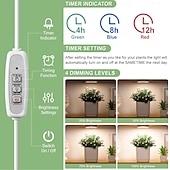 baratos Luz LED Ambiente-Luminária de cultivo LED circular com 1/2/3/4 LEDs, 48 LEDs, temporizador de 3/9/12 horas, 3 modos de cor, brilho ajustável, alimentação USB 5V, ideal para plantas de interior, hidroponia, hortaliças