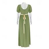 preiswerte Kleid-19. Jahrhundert Regency-Zeit Knöchellänge Kleid Kurze Ärmel Prinzessin Dame Edelfrau Einfarbig Quadrathals Kostüm Damen königlich Halloween Karneval Teegesellschaft LARP Renaissance-Messe Erwachsene