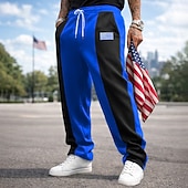 ieftine Picior drept-Bărbați Pantaloni Sport Pantaloni de sport cu picior drept Cordon Buzunar Talie elastică Bloc Culoare Steag Național Confort Lungime totală Casual Zilnic În aer liber Vacanță Modă Negru Roșu-aprins