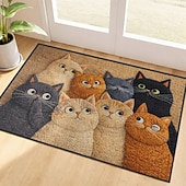 cheap Doormats-Faux Embroidered Cats Doormat Playful Cat-Themed Welcome Mat Durable Long-Lasting Quality for Home Entry