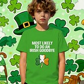 cheap St. Patrick's Tops-St. Patrick St. Paddy's Day Boys' 3D Graphic Letter T shirt Tee Short Sleeve 3D Print Summer Spring Sports Fashion Streetwear Kids 4-12 Years Crew Neck Casual Daily Outdoor Regular Fit