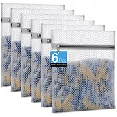 お買い得  ランドリーバッグ＆洗濯物入れ-デリケートな衣類用のハニカムメッシュランドリーバッグ6個パック - ブラジャー、ランジェリー、靴下、ベビー服用の12x16インチミディアム洗濯バッグ - ジッパー開閉でデリケートな衣類を優しく洗います。