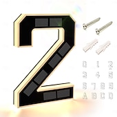 baratos Candeeiros Luzes de Exterior-Luminária de parede solar externa de 9 polegadas com endereço, à prova d'água IP44, luz LED com número para jardim, varanda, casa de campo, rua, placa luminosa com número da casa, luz decorativa