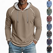 olcso alap pólók-Férfi Póló Kapucnis felsőrész Hosszú ujj Kapucni Tél Tavasz &amp; Ősz Minden évszak Tömör szín Kötöttáru Napi Sportos Kapucni Hétköznapi Napi Szabadtéri Medence Világoskék Fekete Férfi felső póló