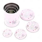 cheap Easter-4pcs/set Easter Pink Bunny Tin Storage Bucket, Metal Rabbit Candy Gift Packaging Can, Empty Treat Container Box