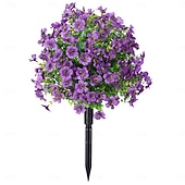  24 Inch Artificial Flower Stake Outdoor Decor Violet  Boxwood Topiary Ball Trees Multi-Color Garden Stakes for Yard & Lawn, No Fade Heavy Duty Plastic, All Season Decoration