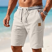 olcso Ünnep-Férfi Rövidnadrágok Vászon rövidnadrág Nyári rövidnadrág Strand rövidnadrág Zsinór Zseb Rugalmas derék Színes Egyszínű Mokaszinok Légáteresztő Rövid Hétköznapi Napi Tengerpart Szabadság Divat Sötét