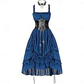 abordables Vestido-Conjunto Gótico Victoriano Renacimiento Asimétrica Vestidos Faja Collar con accesorios Princesas Corte A Disfraz Mujer Víspera de Todos los Santos Carnaval Casual Diario Feria del Renacimiento LARP