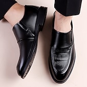 preiswerte Slipper-Dunkelbraune Herren-Slipper aus Kunstleder, klassische Business-Casual-Schuhe für den Weg ins Büro, Hochzeiten und formelle Anlässe