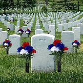 levne Umělé květiny-5 balení hřbitovních květin na hrob, 7 hlav, umělé červené, modré, bílé, šeříkové, vlastenecké, umělé hedvábné květiny na hřbitov, Den veteránů, dekorace na stůl ke Dni nezávislosti, 4. července