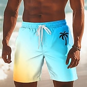 billige Tropiske planter og blomster-Herre Kokosnøttre Gradientfarge Tropiske planter Badeshorts Surfeshorts Medium Midje Hawaiisk Strandferie Sidelommer Mesh fôr Elastisk snøring i midjen Designer Klær