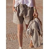 economico Fondi-Per donna Finto cotone e lino Chinos Shorts Pantaloncini Estivi Vacanza Moda Streetwear Corto Vita Alta Semplice Tasca Fascia Elastica Comodo Morbido Confortevole Elasticizzato All'aperto Streetwear