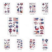  10/20 feuilles d'autocollants de tatouage pour la fête de l'indépendance américaine en stock. Vente en gros d'autocollants de tatouage décoratifs pour le maquillage du visage et la célébration du