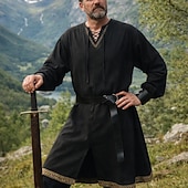 economico Outfit-Set Retrò Vintage Medievale Rinascimento Cintura in Vita Polsino Tunica con accessori Lunghe Vichingo Ranger Costume Per uomo Fantasia Halloween Carnevale Fiera Rinascimentale LARP Festa a tema retrò