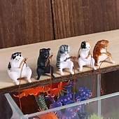 levne Sochy-10 ks mini rybářských kočičích figurek, roztomilých kreslených kočiček, rybářských společníků, mini koček, dekorací na stůl, doplňků do interiéru auta, dekorací na palubní desku, legrační kočka,