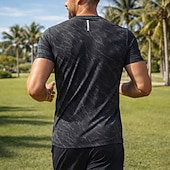 voordelige Hardloop T-shirts en Tanktops-Voor heren Grafisch Marmeren afdrukken Hardloopshirt Compressieshirt Atletisch shirt Sporttop Zomer Korte mouw Sneldrogend Vochtregelerend Ademend Sportschooltraining Wandelen Joggen blauw Zwart Wit