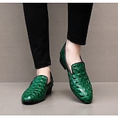 abordables Mocasines-Zapatos sin cordones con estampado de cocodrilo rojo de piel sintética para hombre, elegantes y cómodos para ocasiones formales e informales.