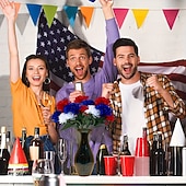 levne Umělé květiny-5 balení hřbitovních květin na hrob, 7 hlav, umělé červené, modré, bílé, šeříkové, vlastenecké, umělé hedvábné květiny na hřbitov, Den veteránů, dekorace na stůl ke Dni nezávislosti, 4. července