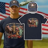 economico Collezione Uomo-Maglietta e berretto per il 250° anniversario degli USA 1776-2026 - Campana della libertà della bandiera USA patriottica retro vintage 4 luglio Giorno dell'Indipendenza per uomini adulti