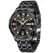 levne Mechanické hodinky-Nové pánské business hodinky značky Olevs s luminiscenčním displejem, kalendářem a týdenním ukazatelem, plně automatickým mechanickým strojkem, tvarem kosočtverce osazeným diamanty, voděodolné, vhodné