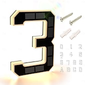 baratos Candeeiros Luzes de Exterior-Luminária de parede solar externa de 9 polegadas com endereço, à prova d'água IP44, luz LED com número para jardim, varanda, casa de campo, rua, placa luminosa com número da casa, luz decorativa