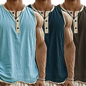  3-delt flerpakning singlet for menn, singlet, ermeløs, henley-skjorte, sommer, enkel, motedesigner, enkel, avslappet, ferie, gate, abc-topp, t-skjorte for menn