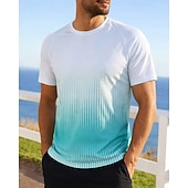 Недорогие Футболки и майки для бега-Муж. Градиент Полоски Футболка для бега Компрессионная футболка Спортивная рубашка Спортивный топ Лето С короткими рукавами Быстровысыхающий Влагоотводящие Дышащий