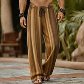 ieftine Pantaloni casual cu imprimeu pentru bărbați-Bărbați Geometric Dungi Culoare gradient Pantaloni Pantaloni casual Pantaloni largi Talie medie Modă Casă În aer liber Vacanță Talie elastică cu șnur Pantaloni din material textil cu buzunare Var