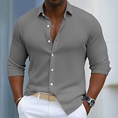 cheap Men's Button Up Shirts-Men's Shirt Corduroy Shirt Button Up Shirt Blue Black White Navy Blue Purple Long Sleeve Plain Turndown Casual Daily Button-Down Clothing Apparel Polyester Fashion Streetwear Classic Casual