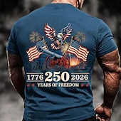 4th of July 2026 250th Memorial Day Men's Patriot 3D Print US Flag Crew Neck Short Sleeve T-Shirt Daily Street