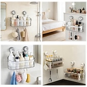 お買い得  収納ラック-ドリル不要の浴室用吸盤収納ボックス、2026アップグレード取り外し可能な浴室用吊り下げ式吸盤収納ボックス、家庭用波形吸盤収納ホルダー、浴室用シャワーキャディ