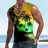 Χαμηλού Κόστους Tropická trička na dovolenou-Ανδρικά Ηλιοβασίλεμα Μπλουζάκι Αμάνικο Κοντομάνικη μπλούζα 3D εκτύπωση Λαιμόκοψη V Πουκάμισο Τροπικό Υπαίθριο Διακοπές Χαβανέζα Θαλασσί Ρουμπίνι Βυσσινί Καλοκαίρι Άνοιξη Ρούχα Τ M L XL XXL XXXL