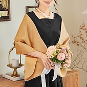 preiswerte Tücher-Schals Damenumhang Umhänge für die Mutter Brautumhänge Umhänge für Hochzeitsgäste Elegant Damen Formaler Stil Ärmellos Polyester Hochzeit Schals Mit Unifarbe Für Täglich Sommer