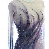 economico Abiti da Pattinaggio Artistico-Abito da pattinaggio artistico Per donna Pattinaggio sul ghiaccio Vestito Viola scuro Patchwork Foro per il pollice Alta elasticità Allenamento Competizione Vestiti da pattinaggio sul ghiaccio