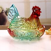 baratos Arrumação de Cozinha-Potes de vidro cristal reutilizáveis em formato de galinha com tampas, ideais para guardar doces, frutas secas, salgadinhos ou como decoração de mesa. Também podem ser usados como prato para servir