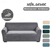 abordables Housse de canapé-Housse de canapé imperméable en jacquard de luxe, extensible et intégrale, avec élastique, anti-griffures de chat et anti-poussière.