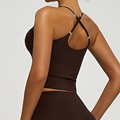 abordables Soutien-Gorges de Sport-Femmes Soutien Moyen Débardeur Rembourré Brassières et Soutiens-gorge/Sport Mince Top Rembourré Salle de sport Exercice Course Léger Élastique Respirant Noir Blanche Rouge Couleur Unie