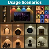 olcso Puck Lights-3 db újratölthető LED szekrényvilágítás, mágneses, vezeték nélküli RGB korongvilágítás távirányítóval, gardrób, borszekrény, szekrény alatti világítás, kábelezést nem igényel, USB-n újratölthető