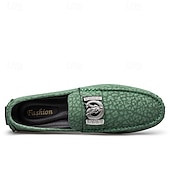 baratos Mocassins casuais-Mocassins masculinos verdes em couro sintético, elegantes e versáteis para ocasiões casuais e eventos de verão.