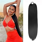 economico Code-Extension per capelli a coda di cavallo da donna, lunga coda di cavallo intrecciata con elastico, extension sintetica liscia a coda di cavallo intrecciata da 22 pollici (riflessi biondo dorato)