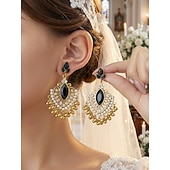 preiswerte Hochzeit ACC-Damen Tropfen-Ohrringe Blau Schwarz Weiß Legierung Vintage Träne