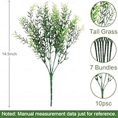 levne Umělé rostliny a zeleň-10 svazků umělých rostlin s listy rozmarýnu, stolní dekorace s umělou zeleň, umělá rostlina do obývacího pokoje, televizní konzole, dekorace do vinné skříňky