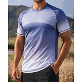 billiga Löpar-T-shirts och linnen-Herr Lutning T-shirt för jogging Kompressionströja Atletisk skjorta Sport topp Sommar Kortärmad Snabb tork Fuktabsorberande Andningsfunktion Gymträning Gång Joggning Blå Svart Himmelsblå Sportkläder